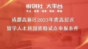 成都高新區(qū)2023年度高層次留學(xué)人才回國(guó)資助試點(diǎn)申報(bào)條件獎(jiǎng)補(bǔ)政策