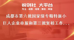 成都市第六批國家級(jí)專精特新小巨人企業(yè)申報(bào)和第三批復(fù)核工作申報(bào)（復(fù)核）范圍和條件獎(jiǎng)補(bǔ)政策