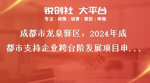 成都市龍泉驛區(qū)：2024年成都市支持企業(yè)跨臺(tái)階發(fā)展項(xiàng)目申報(bào)流程及資料要求獎(jiǎng)補(bǔ)政策