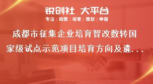 成都市征集企業(yè)培育智改數轉國家級試點示范項目培育方向及遴選數量獎補政策