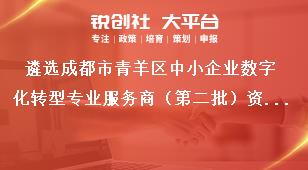 遴選成都市青羊區(qū)中小企業(yè)數(shù)字化轉(zhuǎn)型專業(yè)服務(wù)商（第二批）資格條件獎(jiǎng)補(bǔ)政策