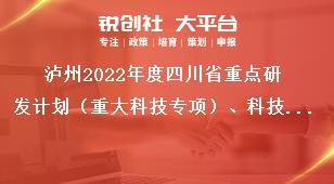 瀘州2022年度四川省重點研發(fā)計劃（重大科技專項）、科技創(chuàng)新基地（平臺）和 人才計劃項目的申報流程獎補政策