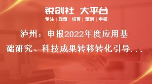 瀘州：申報(bào)2022年度應(yīng)用基礎(chǔ)研究、科技成果轉(zhuǎn)移轉(zhuǎn)化引導(dǎo)計(jì)劃項(xiàng)目的申報(bào)流程獎(jiǎng)補(bǔ)政策