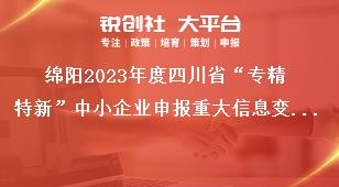 綿陽2023年度四川省“專精特新”中小企業(yè)申報重大信息變更獎補政策