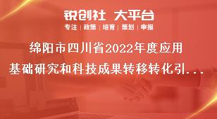 綿陽市四川省2022年度應(yīng)用基礎(chǔ)研究和科技成果轉(zhuǎn)移轉(zhuǎn)化引導(dǎo)計劃項目的指南咨詢及項目審核獎補政策