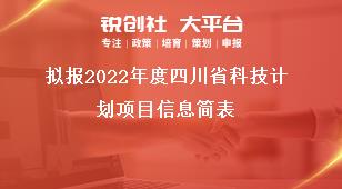 擬報2022年度四川省科技計劃項目信息簡表獎補政策