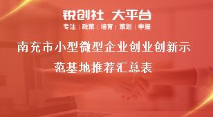 南充市小型微型企業(yè)創(chuàng)業(yè)創(chuàng)新示范基地推薦匯總表獎(jiǎng)補(bǔ)政策