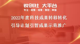 2022年度科技成果轉(zhuǎn)移轉(zhuǎn)化引導(dǎo)計(jì)劃引智成果示范推廣獎(jiǎng)補(bǔ)政策