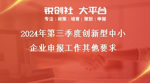 2024年第三季度創(chuàng)新型中小企業(yè)申報(bào)工作其他要求獎(jiǎng)補(bǔ)政策