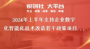 2024年上半年支持企業(yè)數(shù)字化智能化技術(shù)改造若干政策項目申報工作申報流程獎補政策