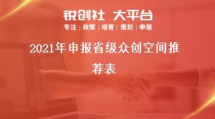 2021年申報省級眾創(chuàng)空間推薦表獎補政策