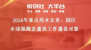 2024年重點用水企業(yè)、園區(qū)水效領(lǐng)跑者遴選工作遴選對象獎補政策