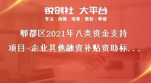 郫都區(qū)2021年八類(lèi)資金支持項(xiàng)目-企業(yè)其他融資補(bǔ)貼資助標(biāo)準(zhǔn)獎(jiǎng)補(bǔ)政策