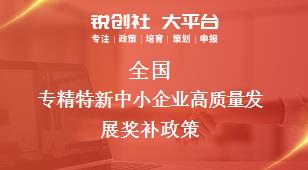 全國專精特新中小企業(yè)高質量發(fā)展相關配套獎補政策