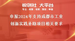 申報2024年支持成都市工業(yè)創(chuàng)新實踐補助項目相關(guān)要求獎補政策