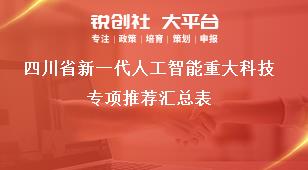 四川省新一代人工智能重大科技專項(xiàng)推薦匯總表獎補(bǔ)政策